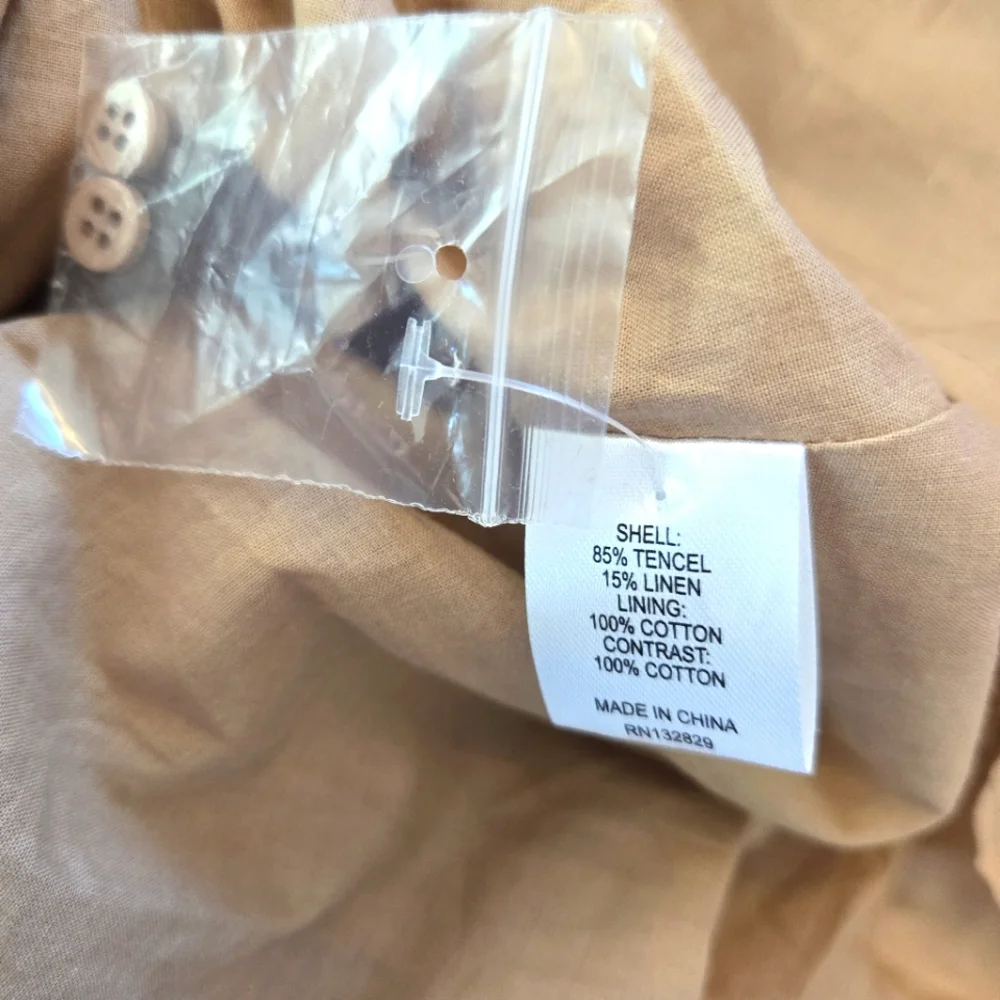 REVOLVE L' Academie Kiyama Maxi Dress Size Large Tan Oat Pockets Linen Blend - Picture 11 of 12